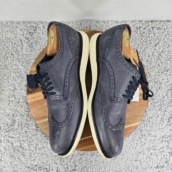 Cole Haan Mens 10.5M Grand Os Navy Leather Wingtip Brogue Casual Oxford Sneaker main image 9